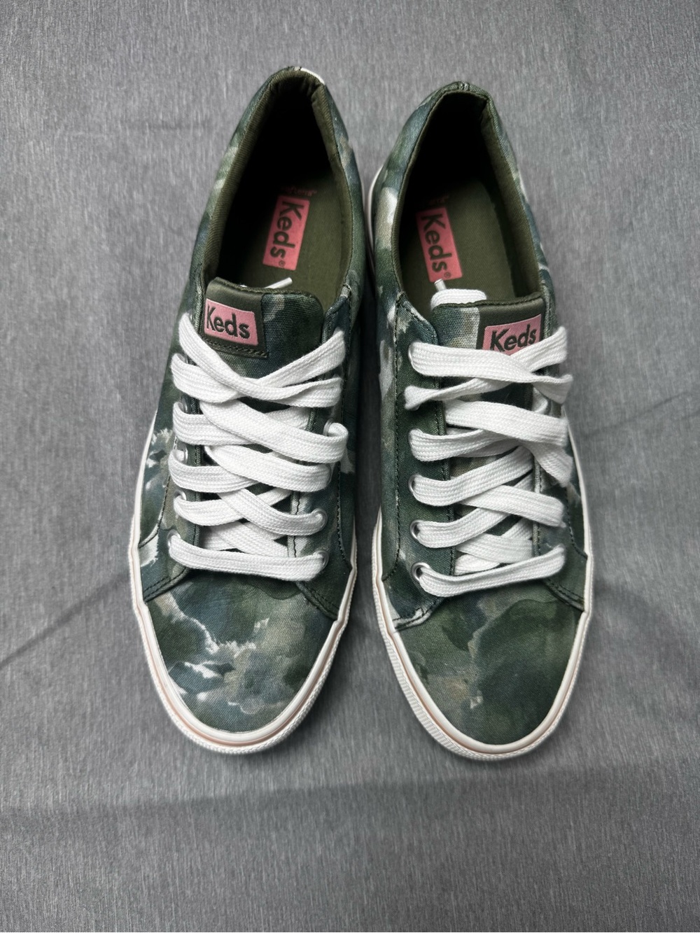 Keds Women's Olive Green Abstract floral print Canvas Sneakers with White Laces